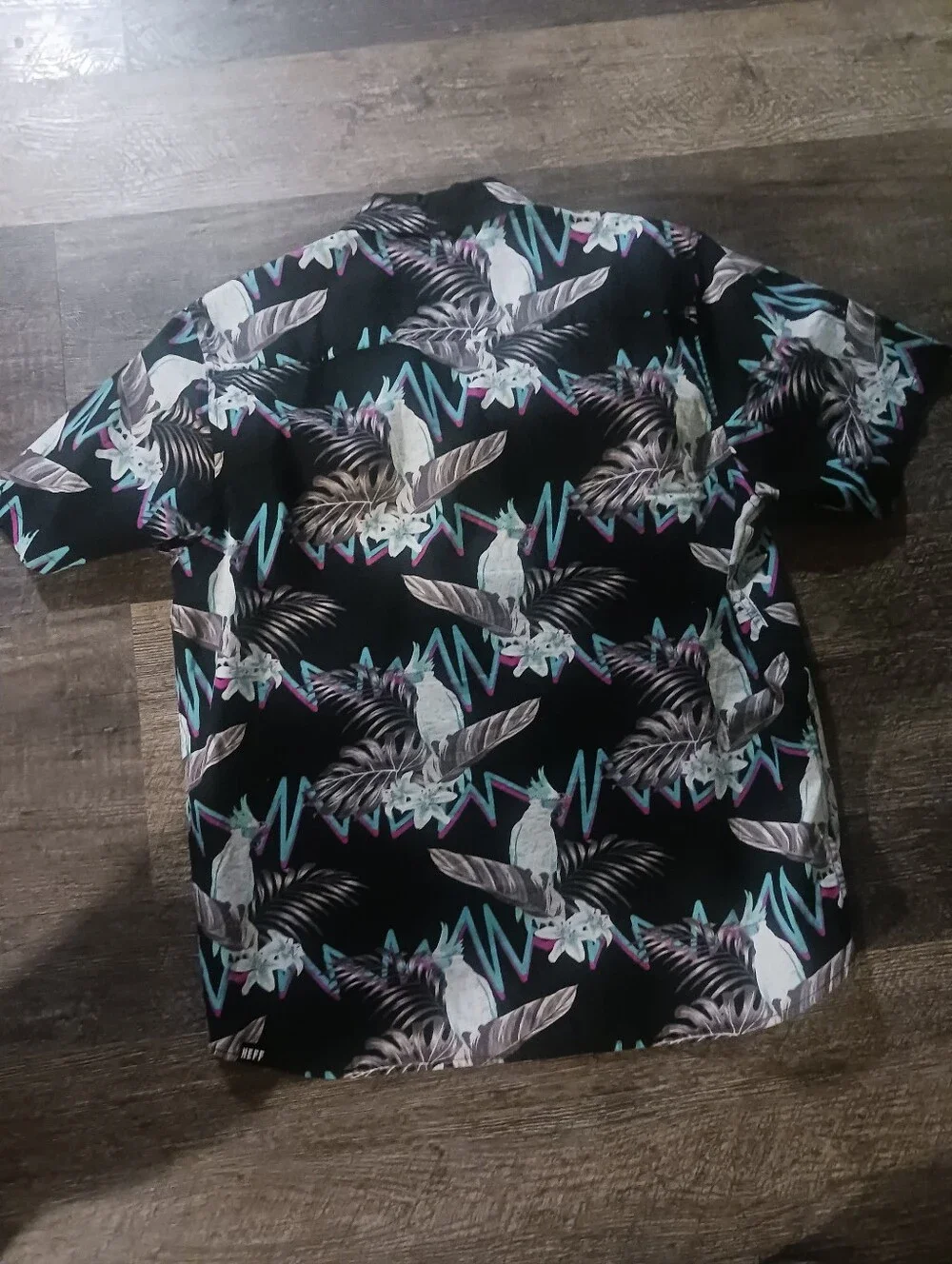 Neff Hawaiian M Shirt 80s Electric Turquiose Shock Blue  Pimped Cockatoo Black